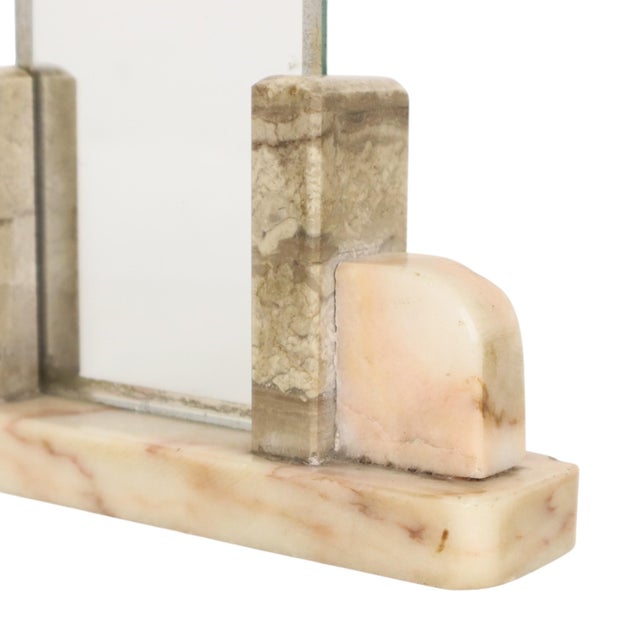 1930s Small Art Deco Photo Frame in Marble, Glass and Mirrored Border, 1930s For Sale - Image 5 of 15