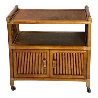 1970s Vintage Bamboo Bar Cart For Sale