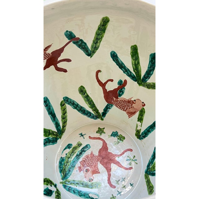 Turquoise Large Famille Rose Fishbowl Jardinièrre For Sale - Image 8 of 9