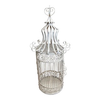 Spectacular Wrought Iron Antique Birdcage For Sale