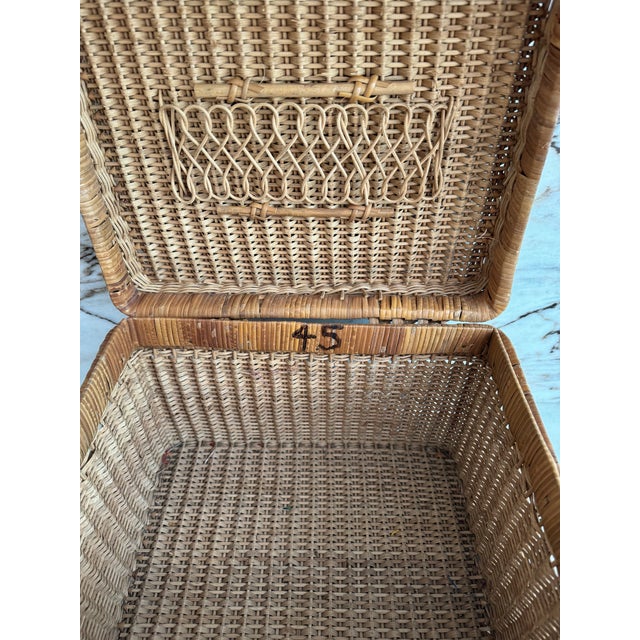 Antique French Rattan Trunk For Sale In Miami - Image 6 of 10