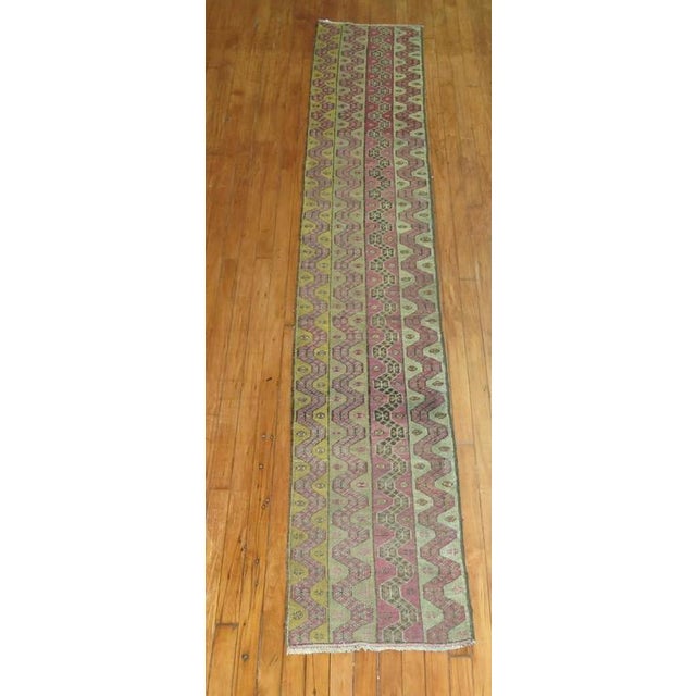 Early 20th Century Zabihi Collection Narrow Antique Turkish Runner - 1'7" x 10'5" For Sale - Image 5 of 6