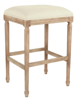 Louis Tufted Bar Stool - Linen / Weathered Gray Frame