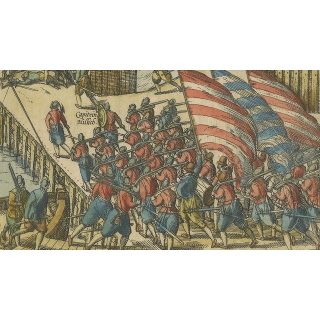 Paper Frans Hogenberg, Attempt to Seize Amsterdam, Haarlemmerpoort Assault, Hogenberg, 1577, Print For Sale - Image 7 of 10