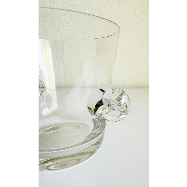 Hollywood Regency Tiffany & Co. Crystal Ice Bucket With Scrolled Handles For Sale - Image 3 of 11