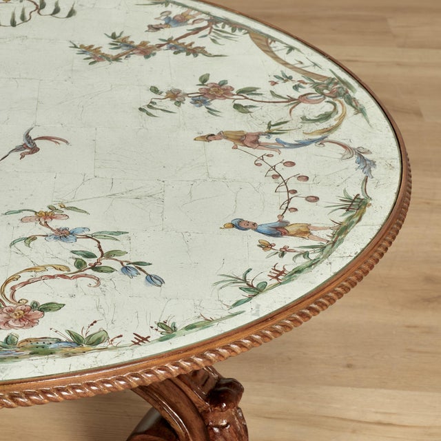 Antique Italian Chinoiserie Reverse Painted Coffee Table For Sale In West Palm - Image 6 of 13