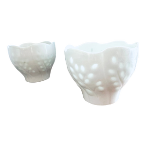 1970s Dansk Willow Light White Porcelain Rice Grain Votive Candle Holder - Gunnar Cyren Design