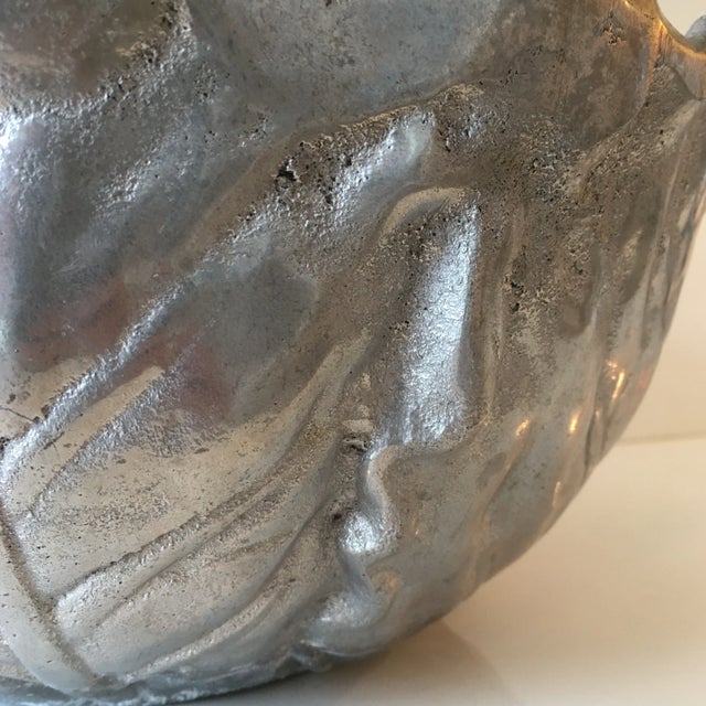Silver Textured Metal Leaf Bowl For Sale - Image 4 of 10