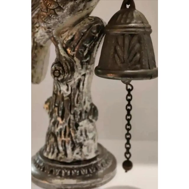 Mid 20th Century Mid 20th Century Vintage Ornate Metal Tabletop Perched Bird Bell For Sale - Image 5 of 7