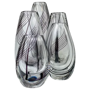 Mid-Century Art Glass Vases by Vicke Lindstrand for Kosta, Set of 5