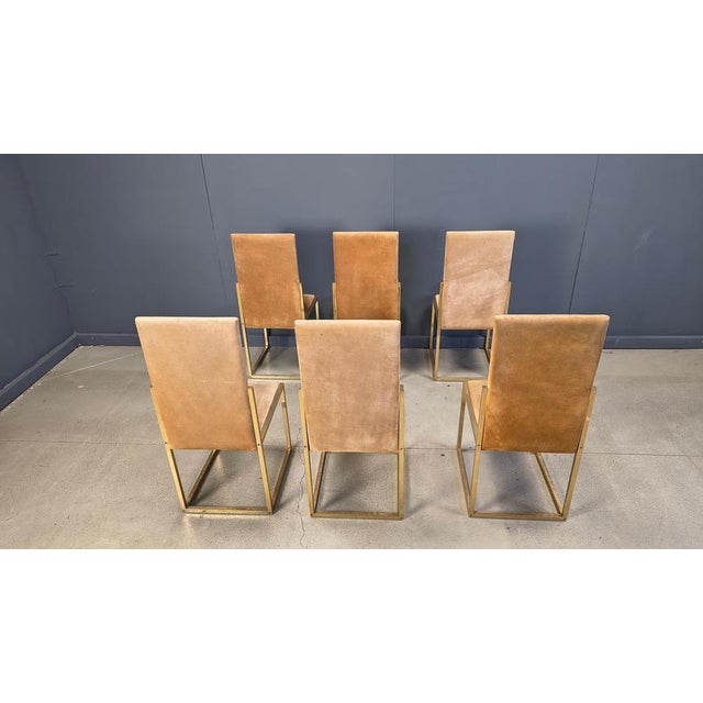 Metal Brass Dining Chairs by Belgochrom, 1970s, Set of 6 For Sale - Image 7 of 17