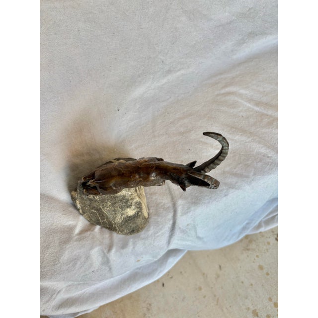 Bronze 20th Century French Charles Reussner Bronze Ibex Sculpture For Sale - Image 8 of 12