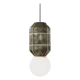 Contemporary Ceramic Base Spot Pendant Lamp Modern Handcrafted Crocodile Green For Sale