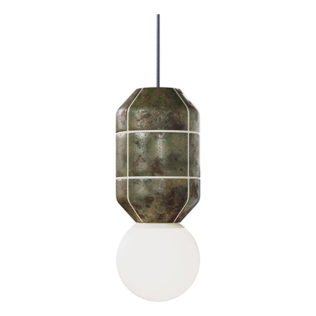 Contemporary Ceramic Base Spot Pendant Lamp Modern Handcrafted Crocodile Green For Sale