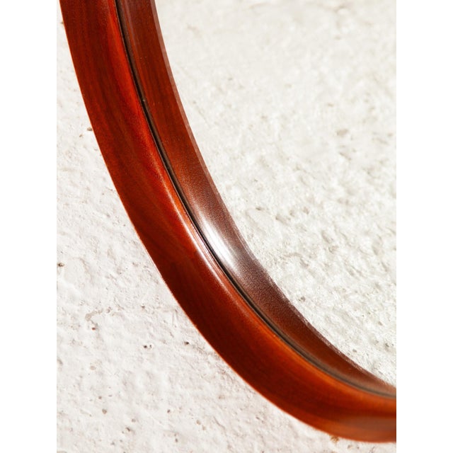 Brown Round Mirror in Teak by Uno & Östen Kristiansson for Luxus, 1960s For Sale - Image 8 of 9