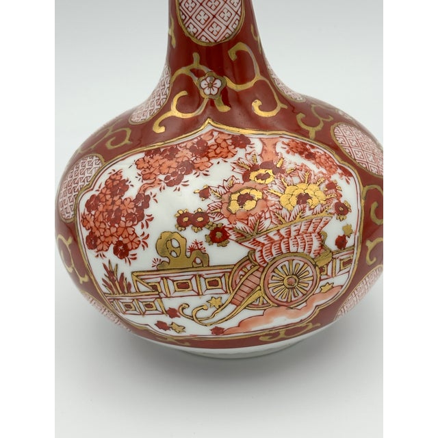 Vintage Red & Gold Asian‑Style Decorative Porcelain Vase For Sale In Detroit - Image 6 of 7