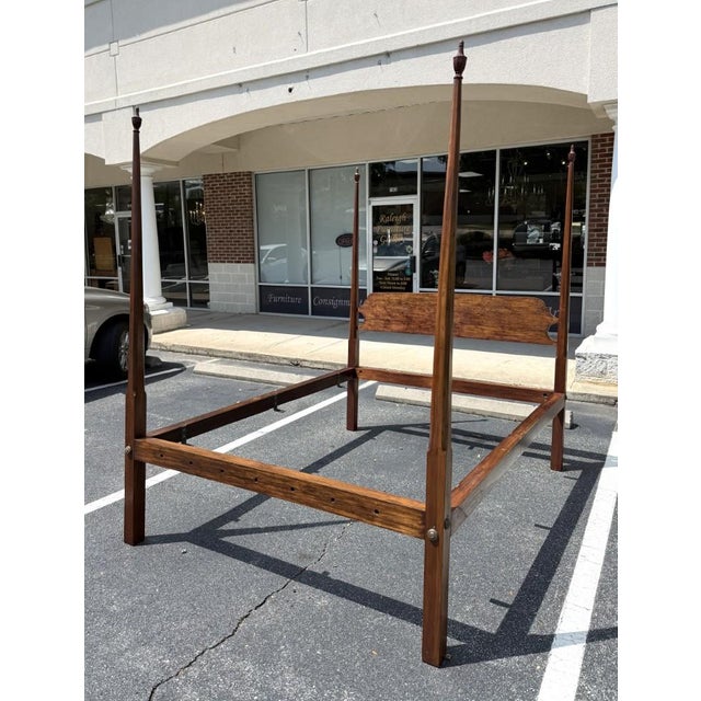 Late 20th Century Custom-Made Solid Mahogany Queen Size Four Post Bed Frame For Sale - Image 4 of 13