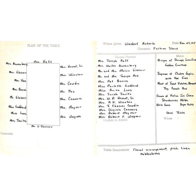 Mid 20th Century Mark Cross C1959 Dinner Party Planner for Franklin D. Roosevelt For Sale - Image 5 of 6