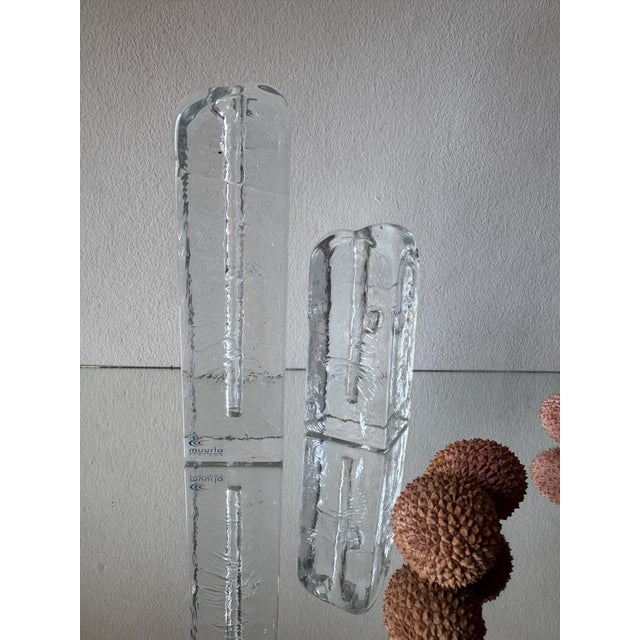 Vintage Scandinavian Sculptural Glass Blocks from Muurla Finland, 1970s, Set of 2 For Sale - Image 4 of 16