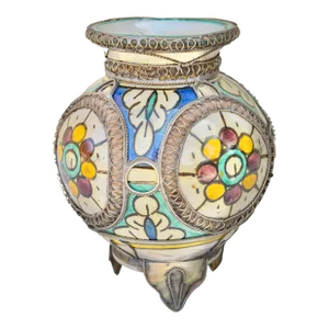 Mid 20th Century Colorful Andalusian Filigree-Inlaid Ceramic Vase