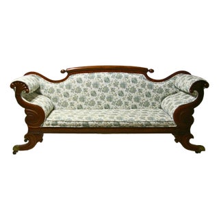 Antique 19th-Century Maritime Canadian Mahogany Empire Settee / Sofa (Attributed to Nisbet or Lawrence Circle) For Sale
