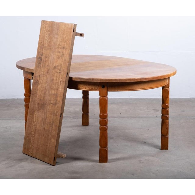 Brutalist Oak Dining Table with Two Extension Leaves, Denmark, 1960s For Sale - Image 12 of 13
