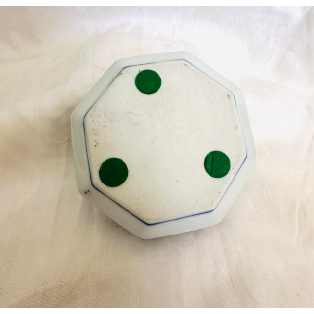Blue Vintage Blue & White Porcelain Trinket Box For Sale - Image 8 of 9
