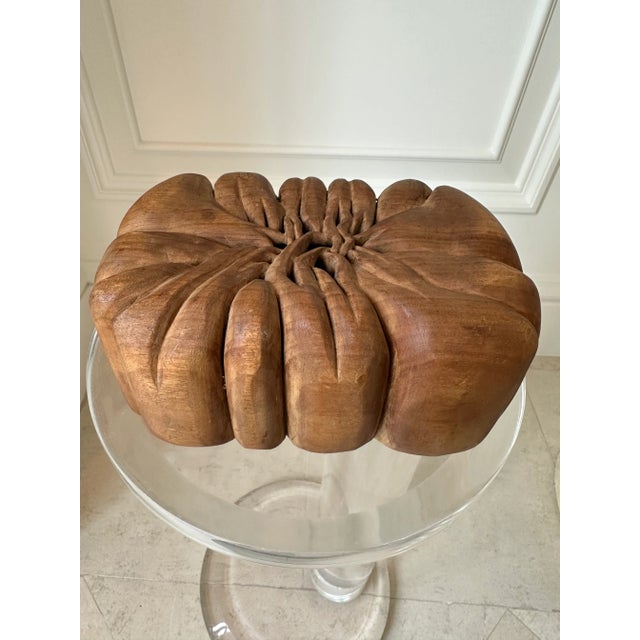 Mid-Century Modern Vintage Handcarved Wood “Box” Sculpture-Made in France For Sale - Image 3 of 14