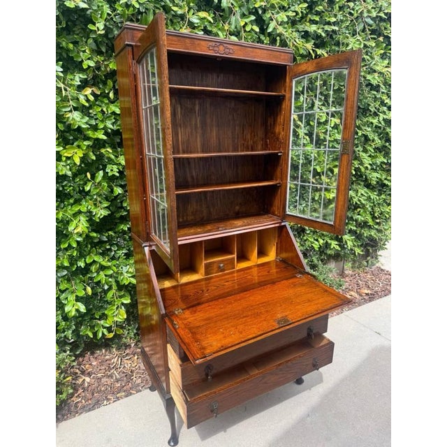 Vintage Uk Imported Edwardian Style Bureau Bookcase/Secretary Desk For Sale - Image 18 of 18