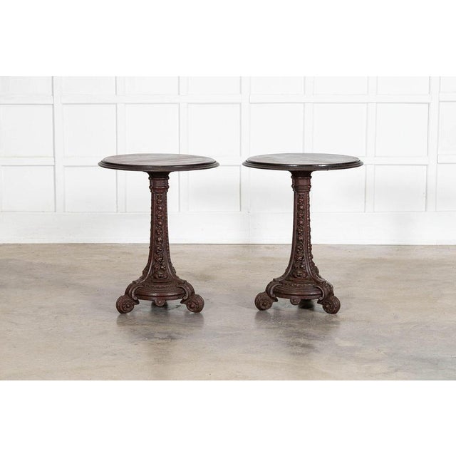 Wood English Mahogany and Painted Cast Iron Tavern Tables, 1860, Set of 2 For Sale - Image 7 of 18