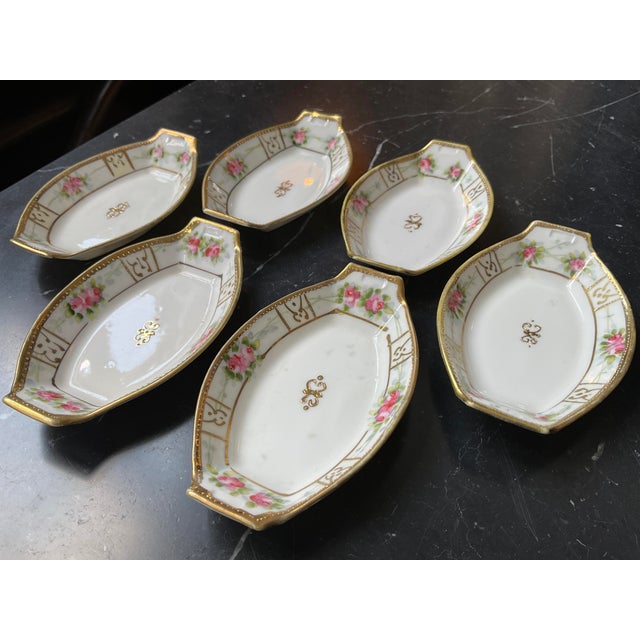 Noritake Antique Handpainted Nippon Porcelain Salt Cellars, Set of Six For Sale - Image 4 of 17