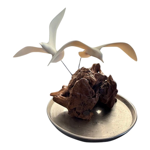 Add a classic West Coast accent to your interior with this vintage mid-century modern "Seagulls in Flight" duo sculpture...