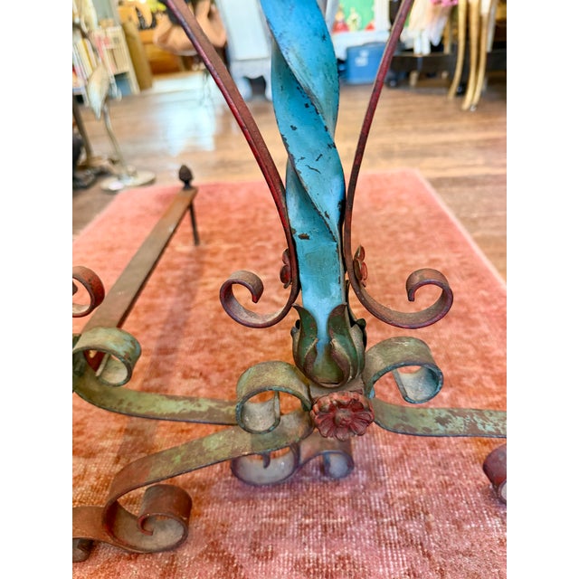 Tall Antique French Floral Tole Andirons For Sale - Image 15 of 17