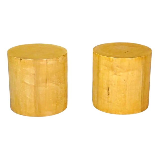 Mid 20th Century Burl Drum Pedestals - 2 Pieces For Sale