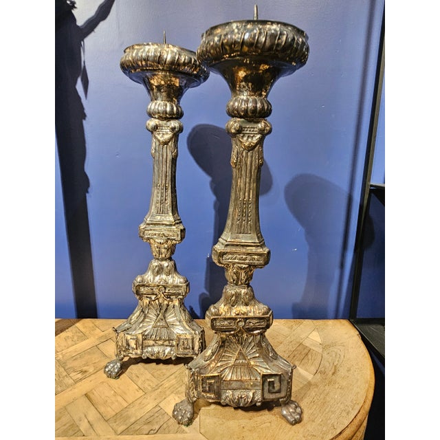 Mid 18th Century Antique Spanish Candlesticks- a Pair For Sale - Image 5 of 11