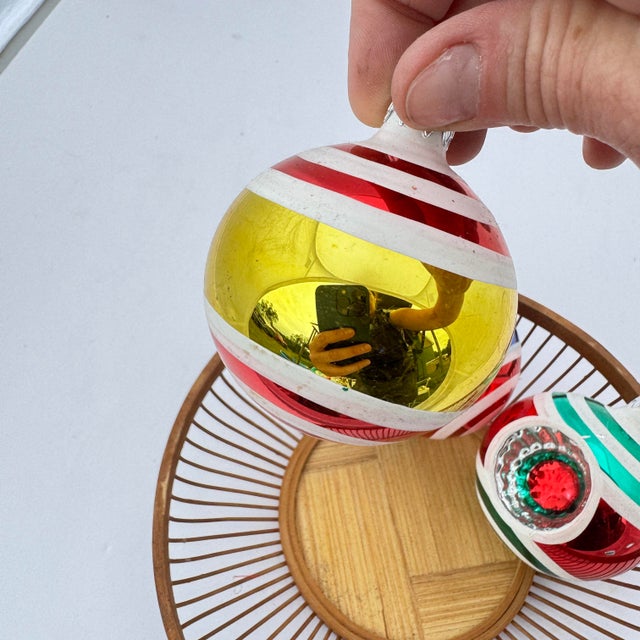 1990s Kurt Adler Style Colorful Reflector Striped Ornaments- Set of Three For Sale In Columbia, SC - Image 6 of 9