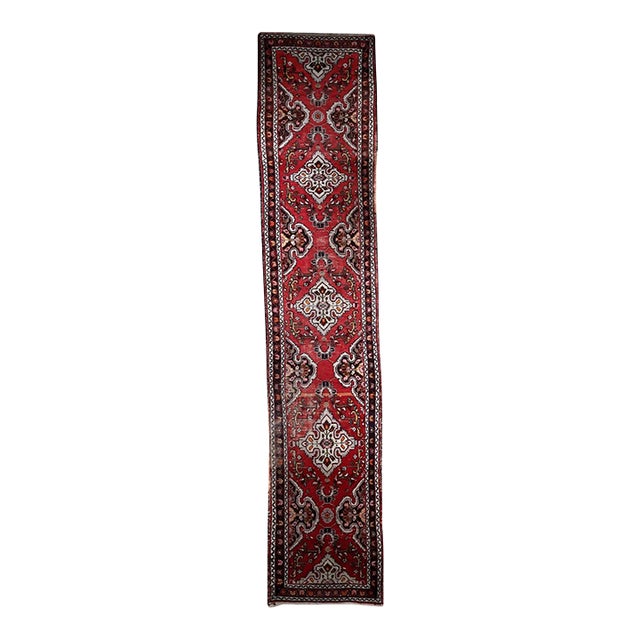 1920s, Handmade Antique Persian Malayer Runner Rug 2.5' X 12.5' For Sale
