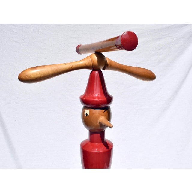 Italian Folk Art Valet Stands Pinocchio & Jiminy Cricket, 1940s For Sale - Image 4 of 13