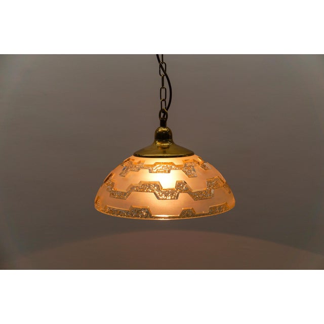 Amber-Colored Embossed Glass Lamp by Peill & Putzler, Germany, 1960s For Sale - Image 10 of 14