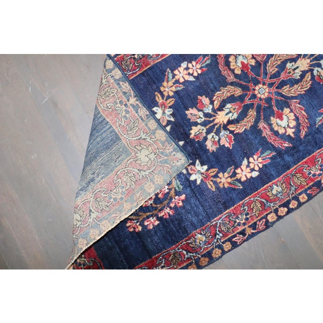 Navy Blue Antique Zabihi Collection Navy Indo Persian Sarouk Rug For Sale - Image 8 of 8