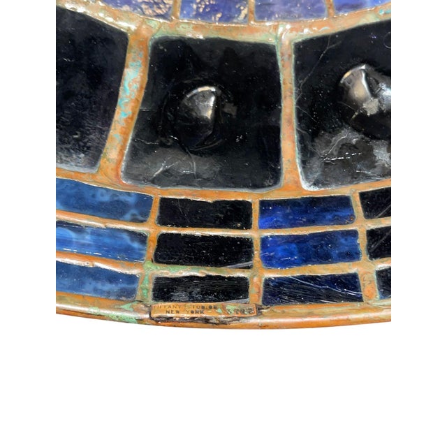 1910s Tiffany Studios Blue Geometric Turtleback Table Lamp. u.s.a. 1910's. For Sale - Image 5 of 12