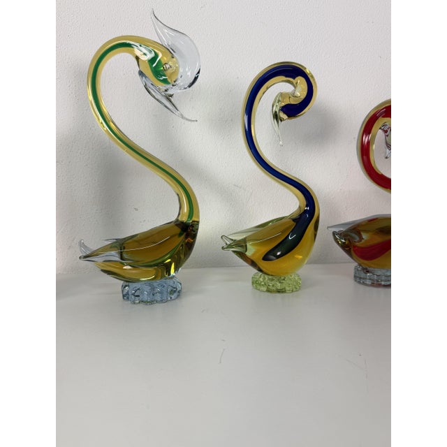 Swans in Submerged Polychrome Murano Glass in the style of Cenedese, 1970, Set of 4 For Sale - Image 18 of 18
