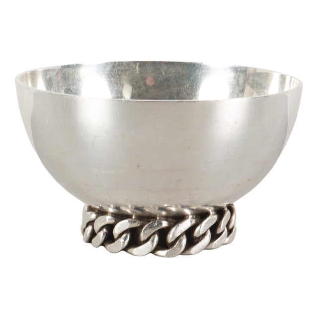 Vintage French Bowl in Silver-Plated Metal by Jean Despres, 1950 For Sale