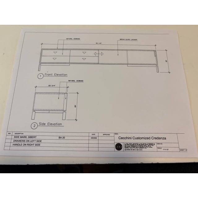 Cecchini Collection Zebra Wood Credenza, 93.5" W 23.75" D X 20" H, 2006 For Sale - Image 14 of 14