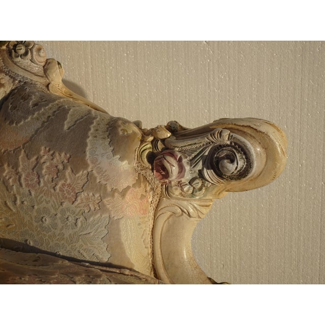 Pair Antique French Louis XVI Italian Rococo Baroque Chairs Down Cushion For Sale - Image 4 of 10