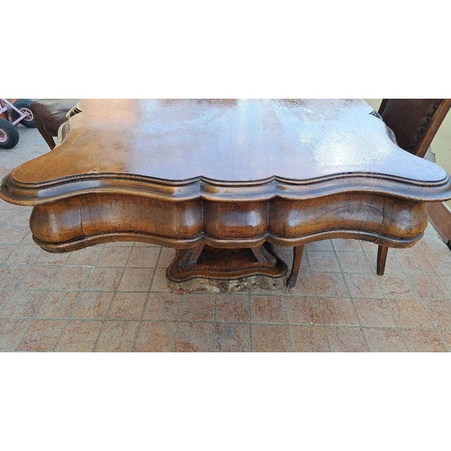 Wood Piedmontese Table with Chairs in Walnut, 1890s, Set of 7 For Sale - Image 7 of 9
