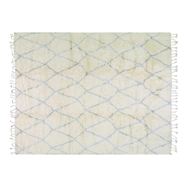 Moroccan Modern Hand Knotted Wool Rug, 10'x14' For Sale
