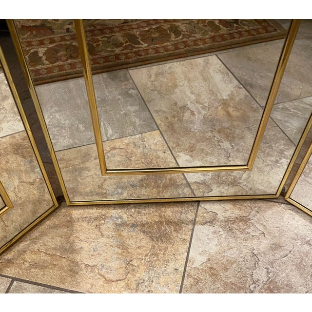 Mid-Century Modern Tri-Panel Dual-Sided Full Length Mirror For Sale - Image 10 of 11
