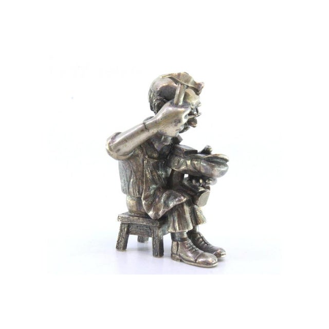 Figure of Seated Shoemaker Repairing Shoes in Silver For Sale - Image 3 of 7