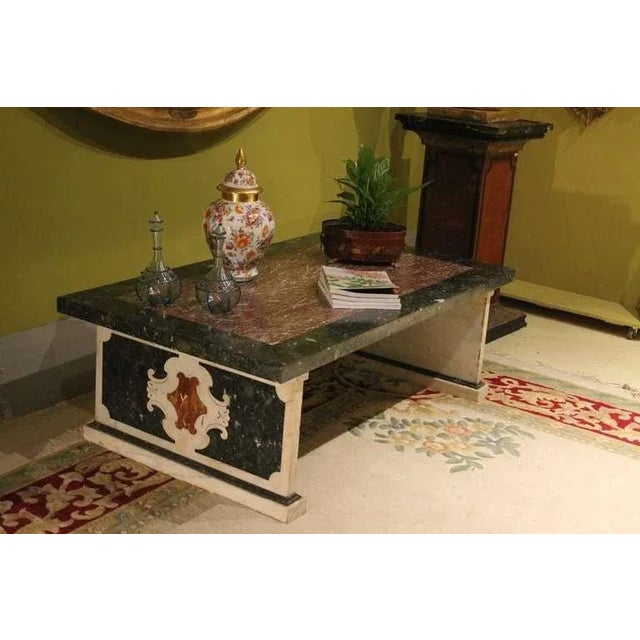 20th Century Italian Polychromed Rectangular Marble Coffee or Cocktail Table For Sale - Image 4 of 8
